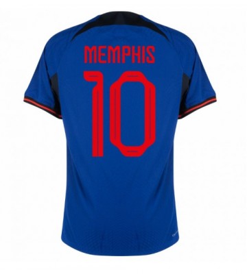 Nederländerna Memphis Depay #10 Bortatröja VM 2022 Kortärmad